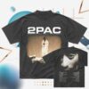 2Pac Merch Store World Wide Washed Black T-Shirt