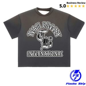 Chris Brown Merch Store Team Breezy International Blackletter Sun Fade Raw Edge Ss T-Shirt