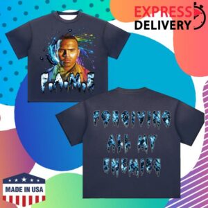 kenny Chris Brown Shop Merch Fame 15Th Anniversary Spiral Sun Fade Raw Edge T Shirtv