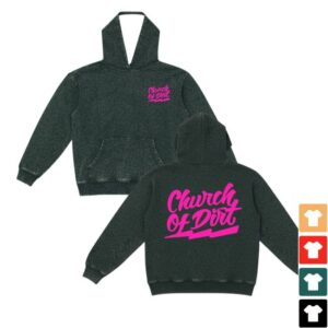 kenny Church Of Dirt Merch Store Vintage Black Leopard Pink Bolt Hoodie