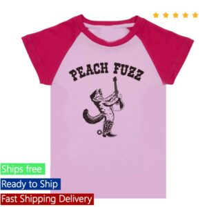 kenny Peach Fuzz Merch Store Peach Fuzz Cowboy Cat Arist Pink Raglan