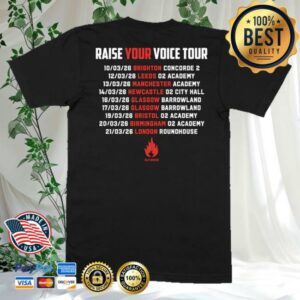 Stiff Little Fingers Merch Store Raise Your Voice Black Tour T-Shirt