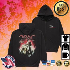 2Pac Merch Store Rider Black Zip Hoodie