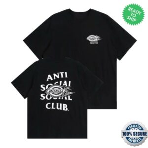 Antisocialsocialclub Merch Store Assc X Dickies Flame Tee Black