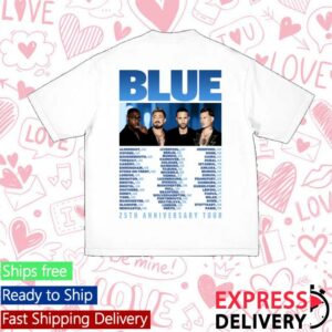 Blue Merch Store 25Th Anniversary Tour Photo Faded White Tee