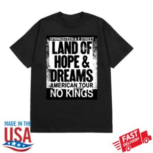 Bruce Springsteen Merch Store 2026 Land Of Hope & Dreams American Tour No Kings Tee Black