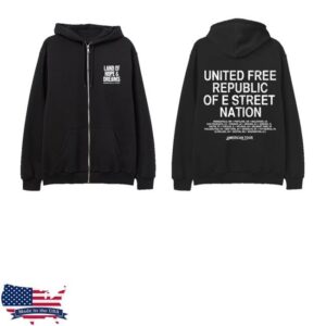 Bruce Springsteen Merch Store 2026 Land Of Hope & Dreams American Tour United Free Republic Zip Hoodie
