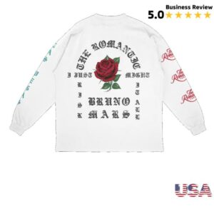 Bruno Mars Merch Store Las Vegas The Romantic Limited Edition Tour Longsleeve Tee White
