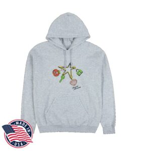 Gracie Abrams Merch Store New York Apple Charm Popup Grey Hoodie