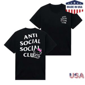Sanrio Merch Store Anti Social Social Club X Hello Kitty Ashkc Tee Black
