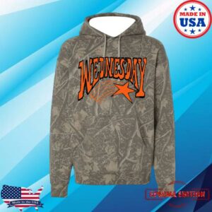 Wednesday Merch Store Camo Star Pullover Hoodie