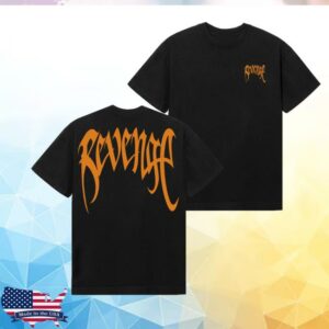 Revenge Merch Store Arch Logo Tee Black Dark Orange